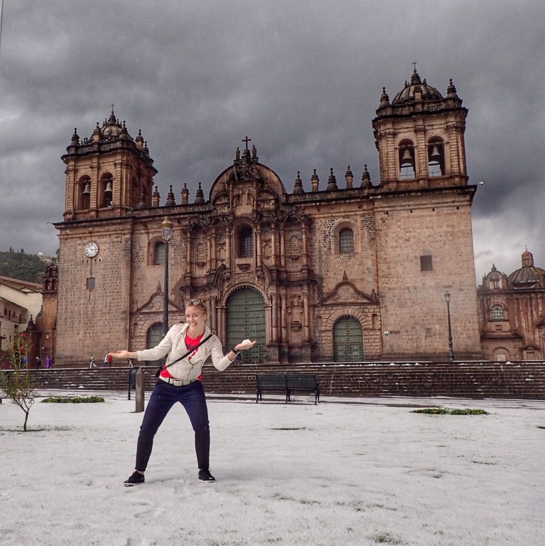 hagelbuitje in Cusco - warm welkom zeg maar..